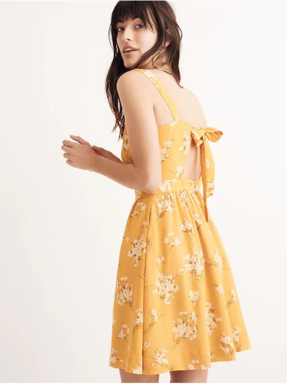 Madewell Silk Fleur Bow-Back Dress in Butterfly Garden